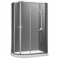 KABINA PRYSZNICOWA PRAWA PRZESUWNA ASYMETRYCZNA 100x80 BRODZIK 7 CM SYFON