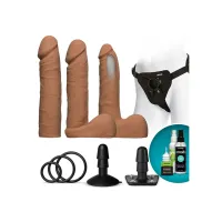 doc johnson vac-u-lock dual density ultraskyn - zestaw z uprzężą i 3