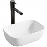 UMYWALKA NABLATOWA CERAMICZNA STAWIANA BIAŁA OWALNA POŁYSK 37 x 25,5 CM