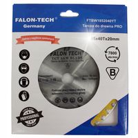 TARCZA WIDIOWA DO DREWNA PIŁA TNĄCA 185/20/40T Falon-Tech PRO