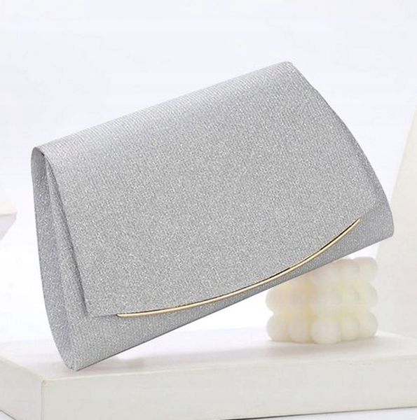 Srebrna Torebka Wieczorowa Kopertówka Wizytowa Łańcuszek Elegancka zdjęcie 10