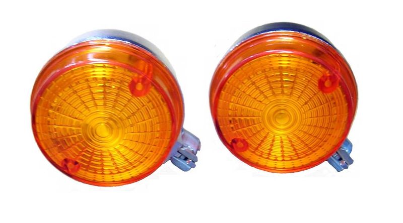 Kierunkowskaz okrągły tył, pomarańczowy klosz, chromowany korpus z uszczelką S50, S51, S70, SR50, SR80, ETZ zdjęcie 1