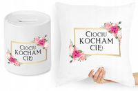 Dla Cioci Zestaw Poduszka + Skarbonka Prezent Z Nadrukiem Ze Zdjęciem