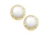 POZŁACANE SREBRNE KOLCZYKI KÓŁKA PERŁA CYRKONIA