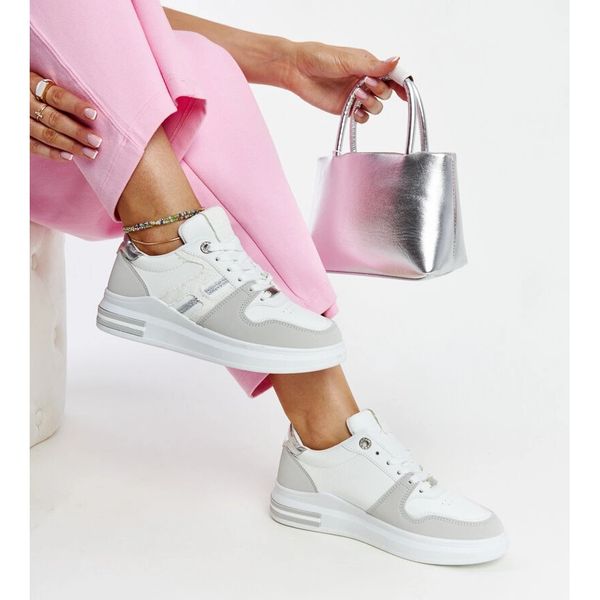 Biało-szare sneakersy na platformie r.40 zdjęcie 3