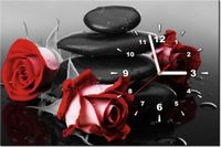 60CM 40CM ZEGAR OBRAZ CZERWONE RÓŻE DRUK PŁÓTNO RAMA