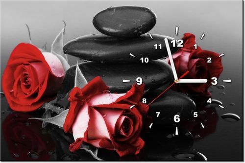 60CM 40CM ZEGAR OBRAZ CZERWONE RÓŻE DRUK PŁÓTNO RAMA na Arena.pl