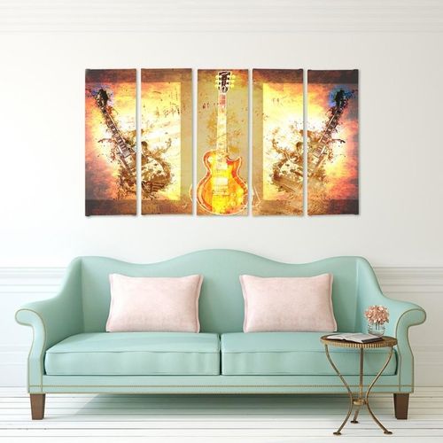 Obraz pięcioczęściowy na płótnie Canvas, pentaptyk typ C, Gitara 100x70 na Arena.pl