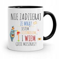 Kubek Czarny Dla Listonosza Nie Zadzieraj Ze Mną! Z Nadrukiem Ze Zdjęciem