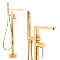 Bateria łazienkowa wannowa z prysznicem wolnostojąca złota - Yoka