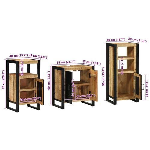 Zestaw mebli łazienkowych z półką 3 pcs Brązowy Drewno z mango na Arena.pl