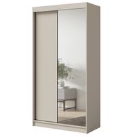 Szafa wysoka przesuwna z lustrem Fiore Plus 2D1L 120 Kaszmir/Czarny