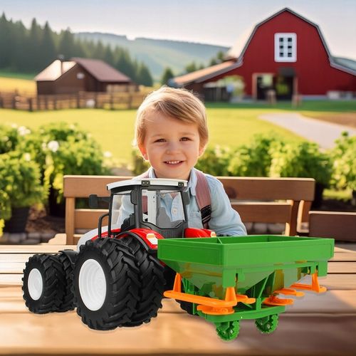 TRAKTOR ZDALNIE STEROWANY RC CIĄGNIK Z ROZSIEWACZEM NAWOZÓW PILOT ŚWIATŁA na Arena.pl