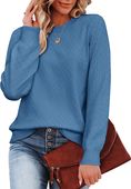 Sweter Damski Dzianinowy Długi Rękaw Wygodny Elegancki Niebieski S