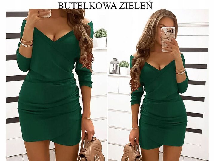 SUKIENKA DOPASOWANA ODKRYTE RAMIONA KOLORY L/XL zdjęcie 2