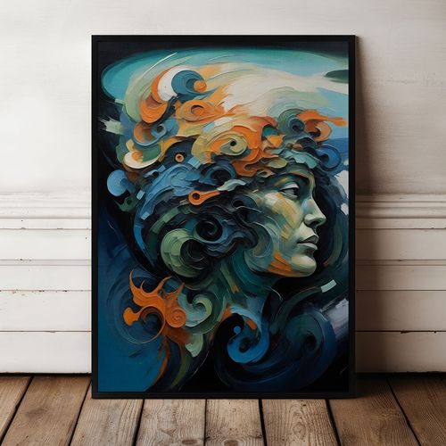 Plakat portret abstrakcja obraz w ramie 50x70 cm w czarnej ramie na Arena.pl