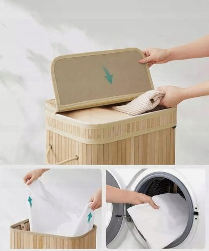 KOSZ NA PRANIE BAMBUSOWY BIELIZNĘ SKŁADANY POJEMNY JEDNOKOMOROWY WĄSKI na Arena.pl
