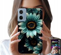 ETUI DO MOTOROLA E15 / G05 - NIEBIESKA GERBERA STOKROTKA KWIAT +FOLIA