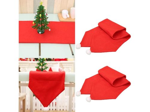 Zestaw do dekoracji stołu święta 4x pokrowiec czapka mikołaj + bieżnik na Arena.pl