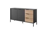 Nowoczesna KOMODA RAW 2D3S 153 czarny/dąb artisan