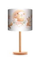 Lampa stołowa - nocna drewniana duża - Pastelove liski (brzoskwiniowa)