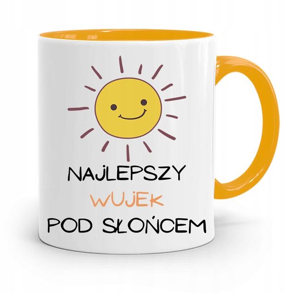 Kubek Żółty Prezent Wujka Najlepszy Pod Słońcem Z Nadrukiem Ze Zdjęciem zdjęcie 1