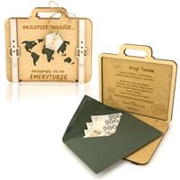 Kartka Urodzinowa Walizka na Emeryturę z Zawieszką + GRAWER i Koperta