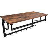 PÓŁKA LOFT DREWNIANA RUSTYKALNA 15KG Z WIESZAKAMI CZARNA