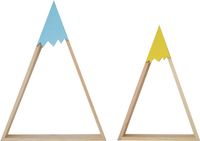 Zestaw Półek Ściennych Trójkątne Drewniane Niebieska i Żółta Do Pokoju