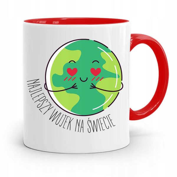 Kubek Czerwony Dla Wujka Najlepszy Wujek Świata Z Nadrukiem Ze Zdjęciem zdjęcie 1