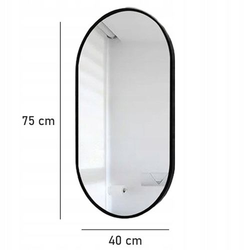 DUŻE LUSTRO OWALNE Industrialne ŁAZIENKOWE SALON SYPIALNIA CZARNE na Arena.pl