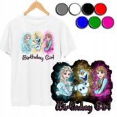 KOSZULKA DZIECIĘCA T-SHIRT Z NADRUKIEM - KRAINA LODU FROZEN - M 134-140