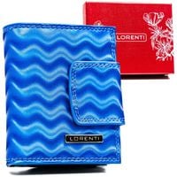 skórzany portfel damski na zatrzask i bigiel ze wzorem w fale - lorenti