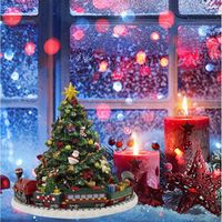 CHOINKA Z POZYTYWKĄ Z OBRACAJĄCA SIĘ KOLEJKĄ KARUZELA FIGURKA ŚWIĄTECZNA