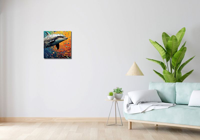Obraz 40x40cm Delfin w Palecie Barw zdjęcie 2