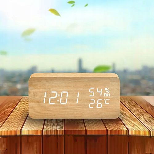 ZEGAR Temperatura BUDZIK Klaskacz GŁOS DREWNIANY na Arena.pl