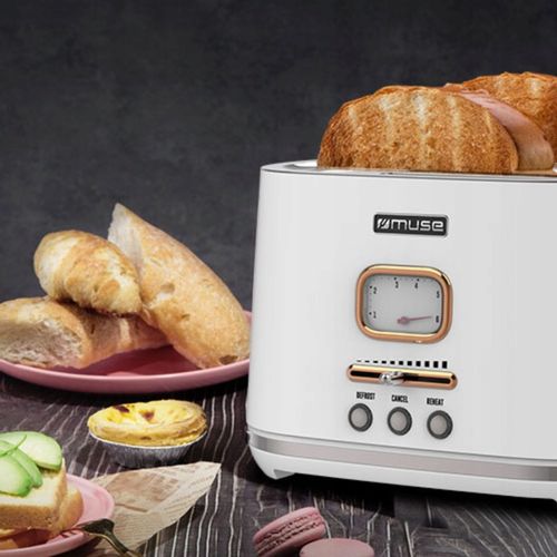 TOSTER OPIEKACZ RETRO 1000W NA 2 TOSTY BIAŁY/ZŁOTE ELEMENTY MUSE MS-130W na Arena.pl
