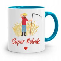 Dla Rolnika Kubek Błękitny Super Rolnik Prezent Z Nadrukiem Ze Zdjęciem