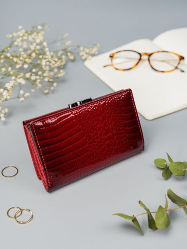 kompaktowy portfel z lakierowanej skóry - lorenti na Arena.pl