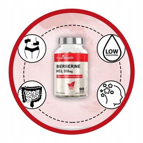 BERBERYNA HCL 500mg 90 kaps BERBERINE ODCHUDZANIE CUKRZYCA WEGE TRUE HEALTH na Arena.pl