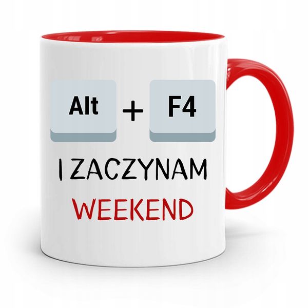 Kubek Czerwony Informatyka Programisty Alt + F4 Z Nadrukiem Ze Zdjęciem zdjęcie 1