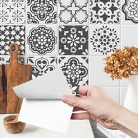 Naklejki Na KAFELKI Czarno-Biała Mozaika Marokańska Zestaw 24 szt. 10x10