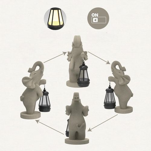 Figurka Ogrodowa Słoń z Latarnią Żywica Szara Dekoracja 26 x 13 cm na Arena.pl