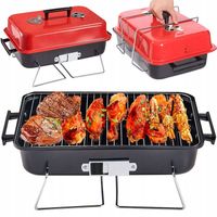 GRILL TURYSTYCZNY PRZENOŚNY WĘGLOWY SKŁADANY BBQ KEMPINGOWY WALIZKA POJEMNY