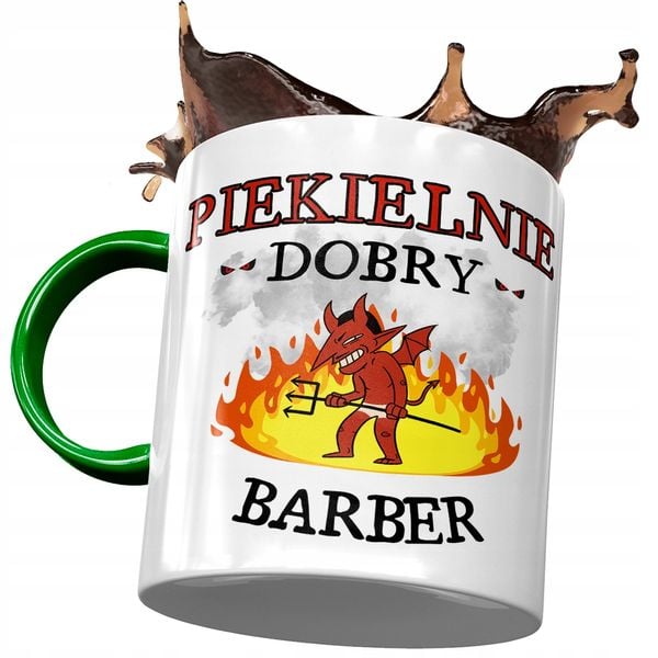 Kubek Zielony Dla Barbera Piekielnie Dobry Barber Z Nadrukiem Ze Zdjęciem zdjęcie 1