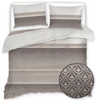 Pościel Satynowa 200X220 Beżowa W Pasy 20562