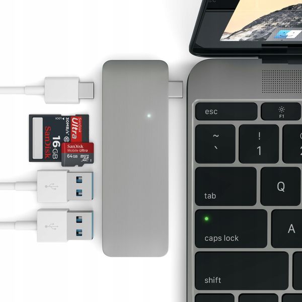 Hub USB Satechi Passthrough Hub (USB-C, 2x USB-A, micro/SD) (space gray) zdjęcie 6