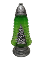 Znicz Bożonarodzeniowy z aplikacją choinki srebrny duży 36 cm