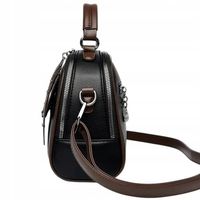 Torebka Damska CZARNA BRĄZOWA na Ramię Pasek do Ręki na Zamek Kuferek