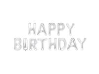 Zestaw balonów foliowych, napis "Happy Birthday", srebrny, 40 cm